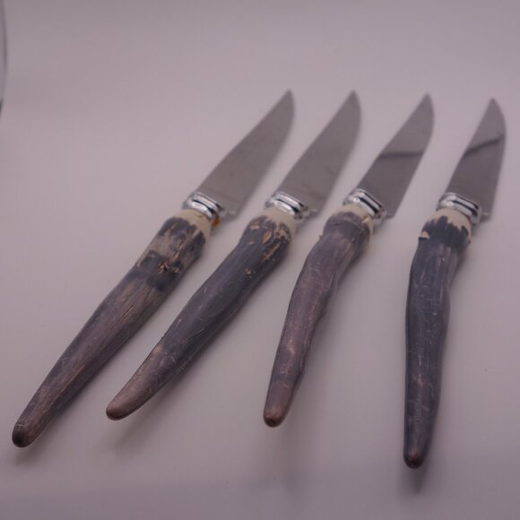 Set of Four(4) Sheffield Made England Stainless Steel Bone Handle Steak Knives - Picture 2 of 13